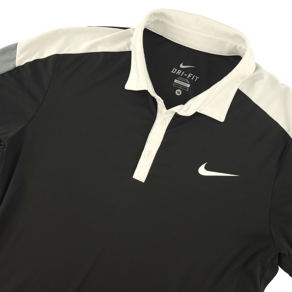 Nike Dri-FIT Polo Shirt Womens M Black Colorblock Golf Performance Athletic Top